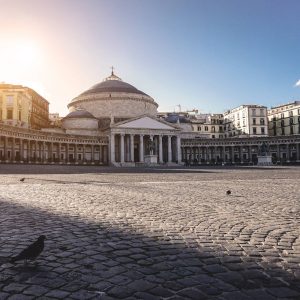 Scenic of San Francesco di Paola Church Piazza Plebiscito in Naples, Campania, Italy
