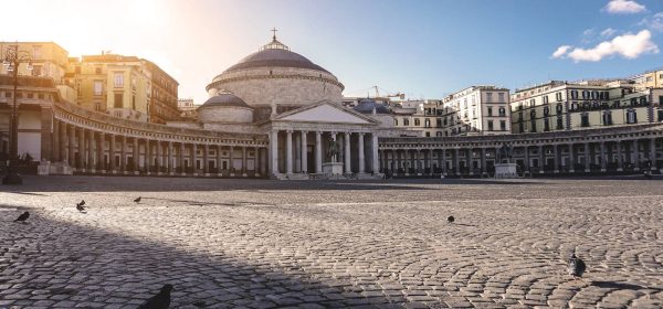 Scenic of San Francesco di Paola Church Piazza Plebiscito in Naples, Campania, Italy